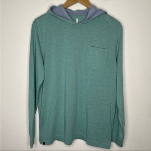 Johnnie-O Gunnar Antigua Teal Green Striped Long Sleeve T-Shirt Hoodie Pullover